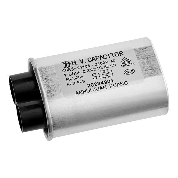 A Solwave Ameri-Series capacitor with black caps on a white background.