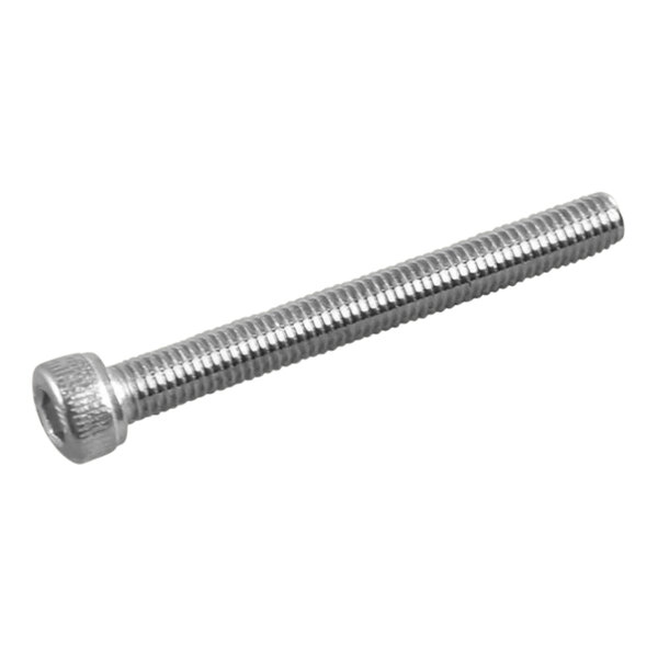 A close-up of a CRB Cleaning Systems stainless steel cylinder head screw with a long silver screw.