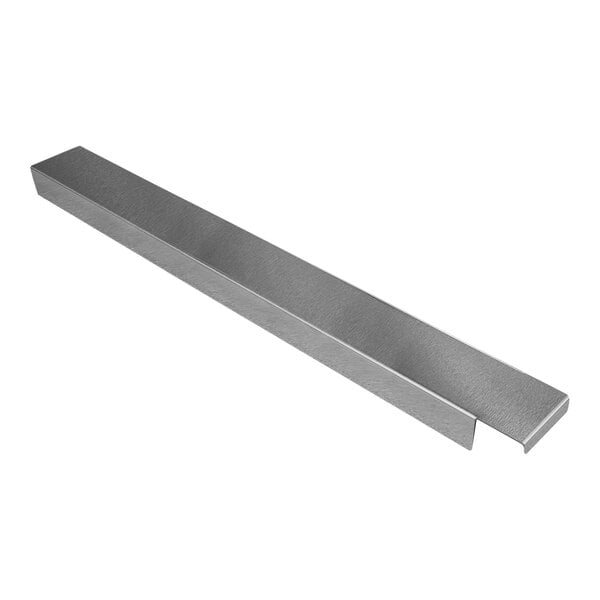 A long rectangular stainless steel metal bar.