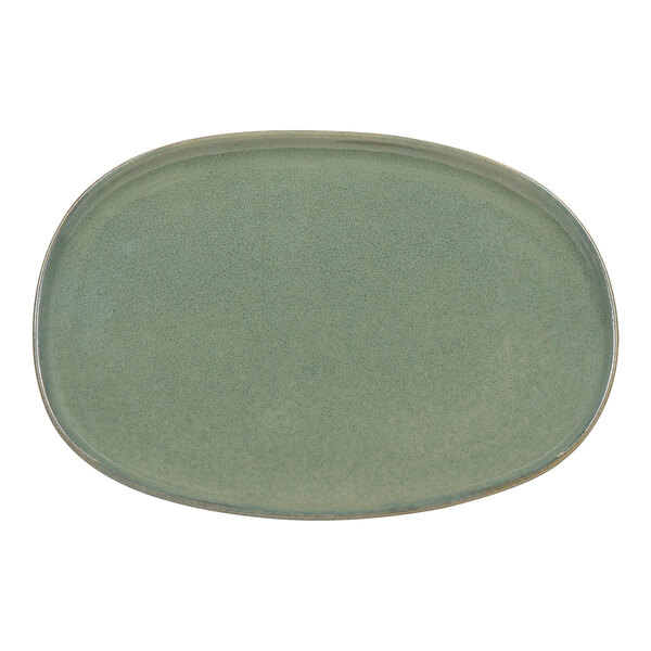 A Front of the House Artefact green oval porcelain plate.