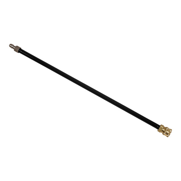 A black and gold powder-coated steel extension wand with a handle.