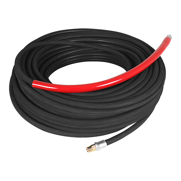 A black hose with a red stripe and ends.