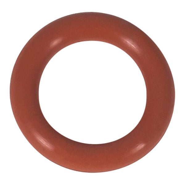 An orange silicone O-ring with a white background