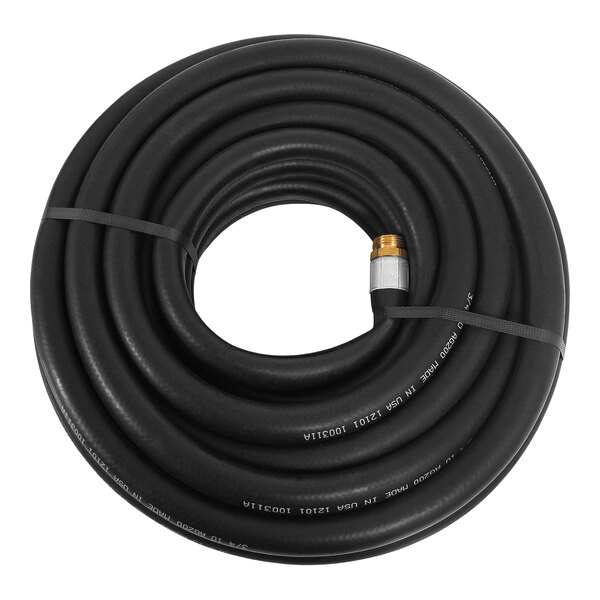 A black hose with a silver connector.