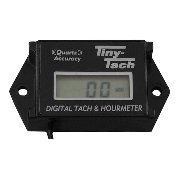 A Mi-T-M digital hour meter and tachometer with a digital screen displaying numbers.
