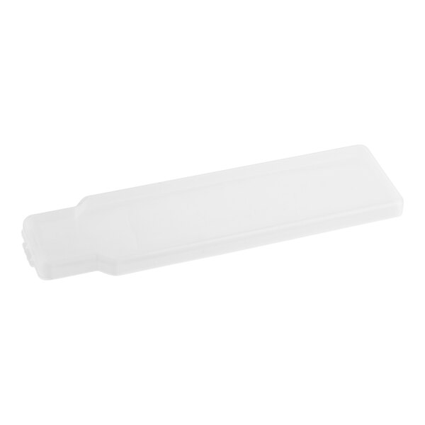 A white rectangular plastic object with a white background.