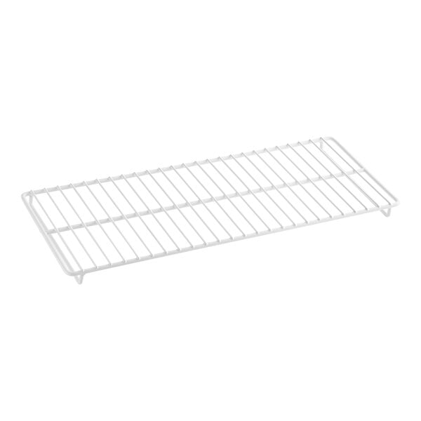 A white metal wire shelf for a Galaxy GRI-20 Series refrigerator.