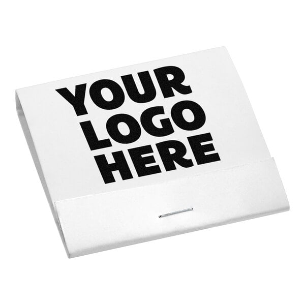 A white matchbook with black text that reads "Your Logo Here"