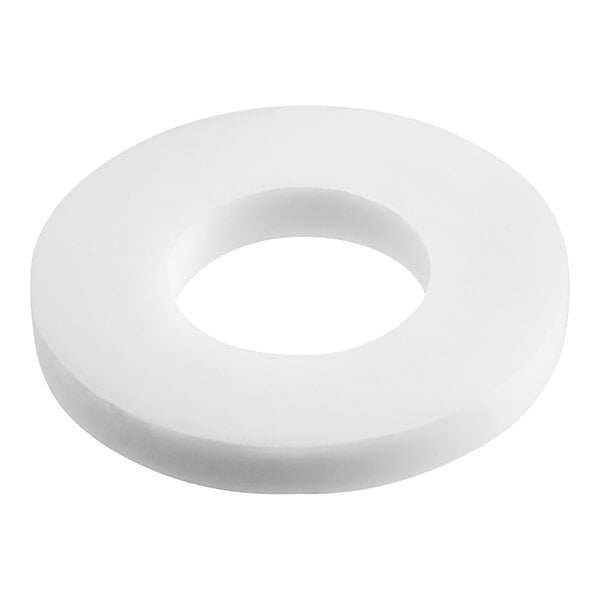 A white nylon gasket with a hole in the center.