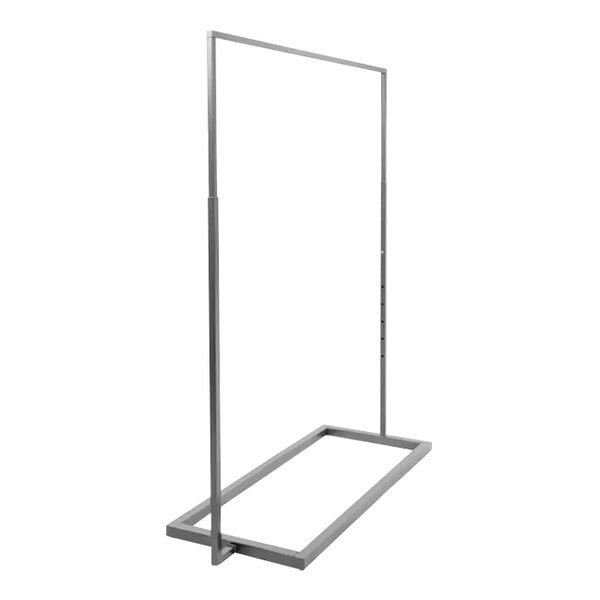 An Econoco bronze metal ballet garment rack with adjustable hangrail on a metal frame.