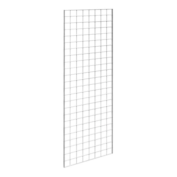 A chrome metal grid panel with a grid pattern on a white background.