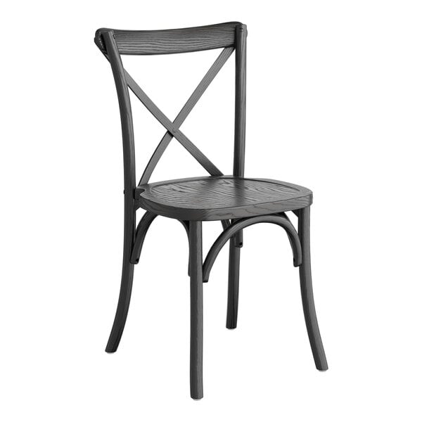 Lancaster Table & Seating Vineyard Series Black Outdoor Cross Back Chair