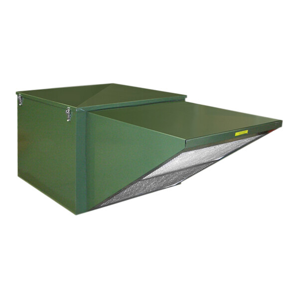 A green metal Canarm fresh air supply unit with a lid on top.