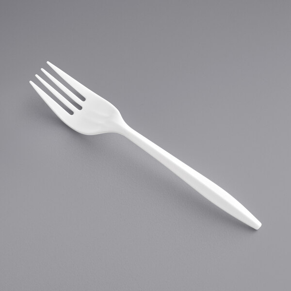 Crystalware 5 3/4" Medium Weight White Plastic Fork 1000/Case