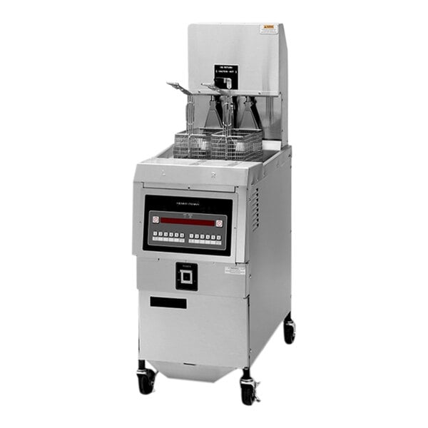 Henny Penny OGA321.03 65 lb. 1-Well Natural Gas Open Fryer with Auto Lift and Computron 8000 Controls - 85,000 BTU