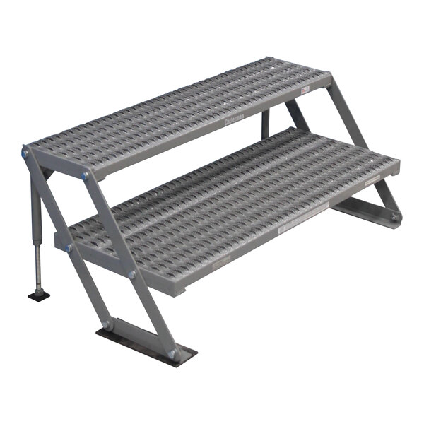 A Cotterman adjustable steel work platform with two steps.