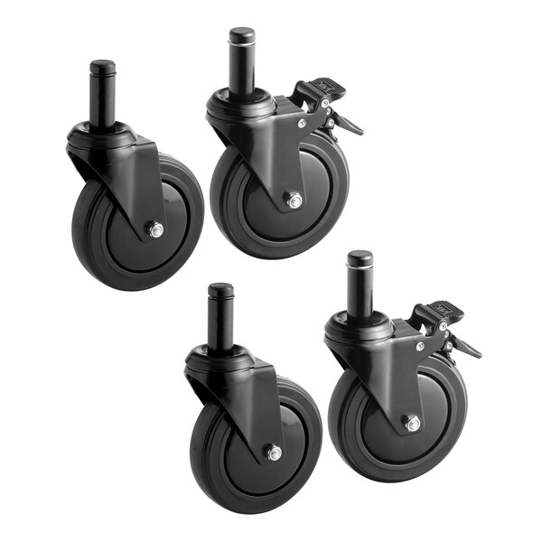 FactorDuty 4 Pack 2 Inch Stem Caster Wheels - Swivel, Black Polyurethane (22579-STEM-X4)