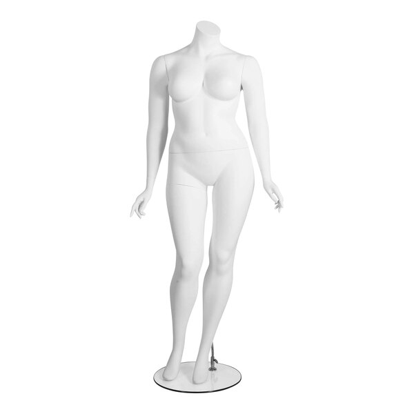 An Econoco headless female mannequin with right leg bent.