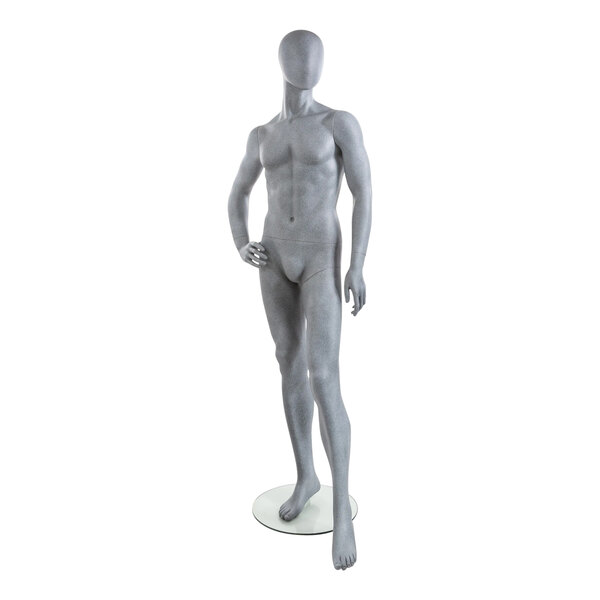 Econoco Slate Male Oval Head Mannequin with Right Hand on Hip and