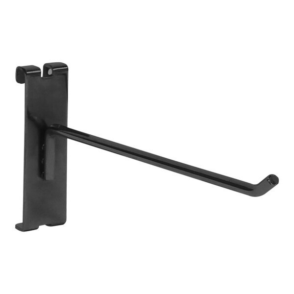 A 10" black steel peg hook for grid and go displays.