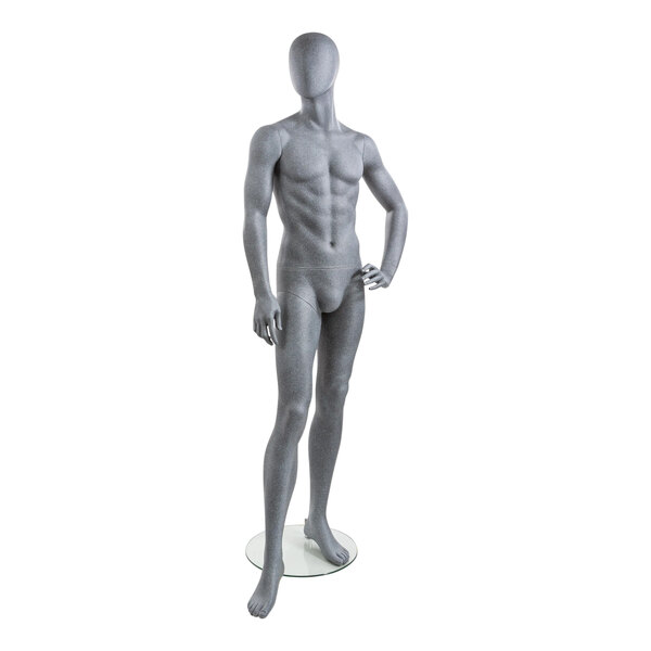 Econoco Slate Male Oval Head Mannequin with Right Hand on Hip and Left Leg  Bent UBM-3