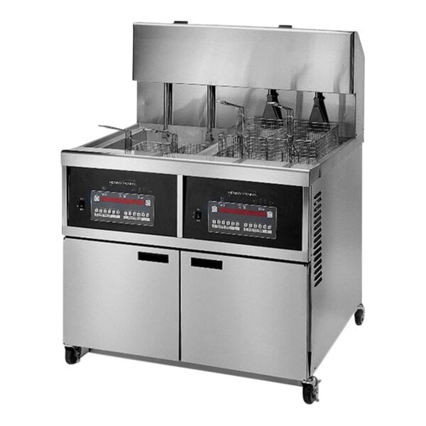 Henny Penny OEA-342.02 80 lb. 2-Well Electric Open Fryer with Auto Lift and Computron 8000 Controls - 208V, 3 Phase