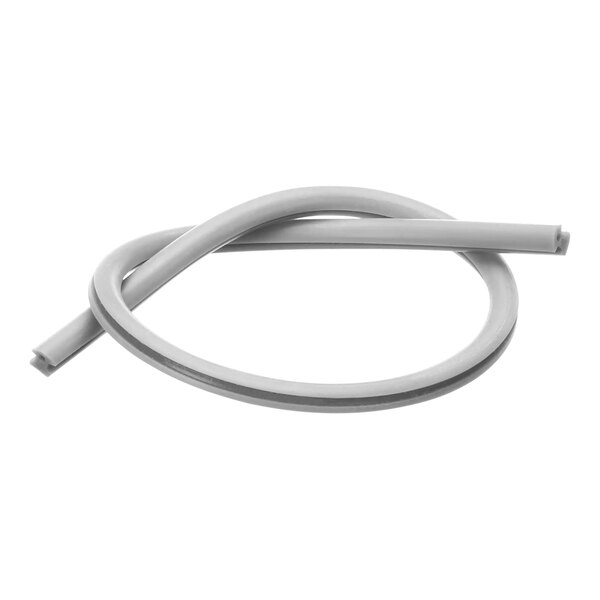 A white flexible cable with a grey loop on a white background.