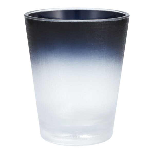 A black and white gradient Fortessa La Cote Tritan plastic rocks glass.