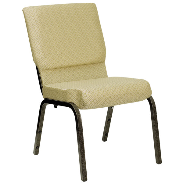 Flash Furniture XU-CH-60096-BGE-GG Beige 18 1/2" Wide Church Chair with Gold Vein Frame