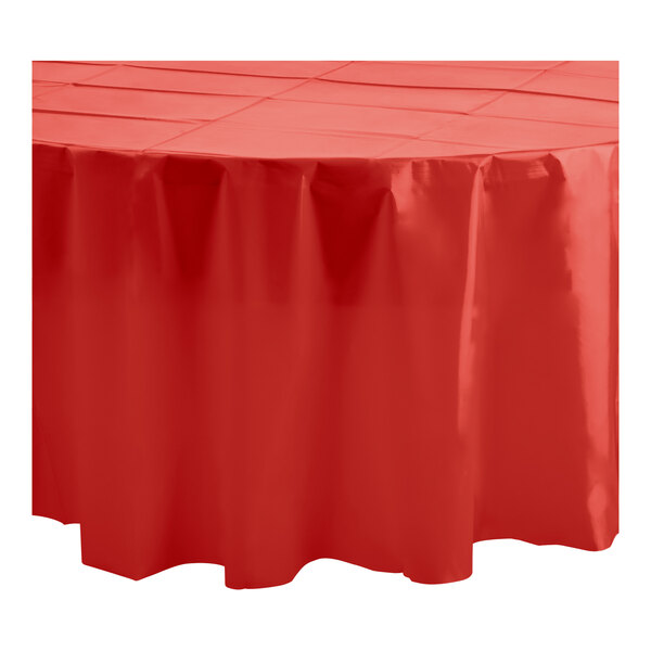 Table Mate 84" Red Round Plastic Table Cover 24/Case