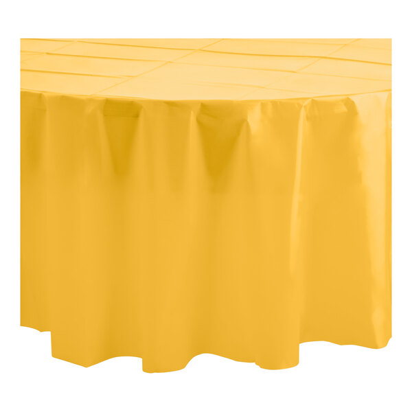 Table Mate 84" Harvest Yellow Round Plastic Table Cover 24/Case