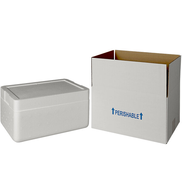 Insulated Shipping Box with Foam Cooler 13 3/8" x 9 5/8" x 6 1/2" 1
