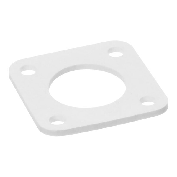 A white square plate with holes on it.