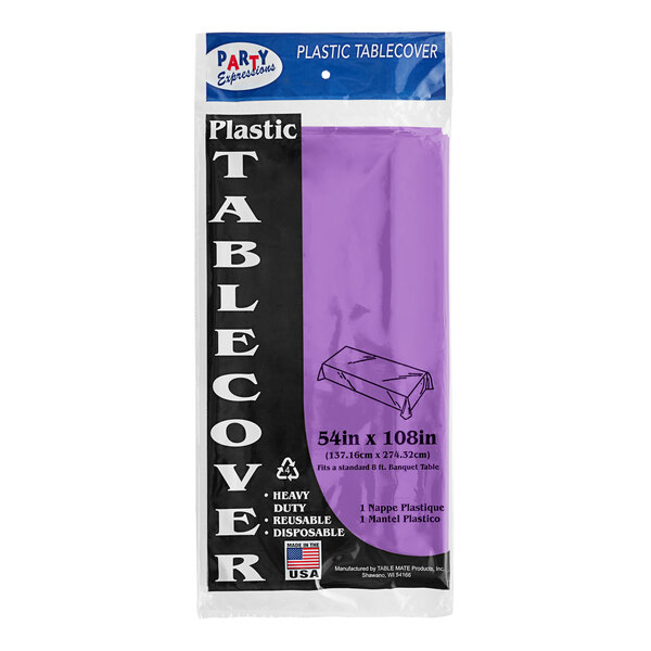 Table Mate 54" x 108" Purple Plastic Table Cover 24/Case