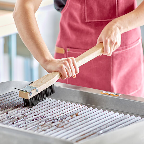 Choice 20" Narrow Stainless Steel Bristle Grill / Charbroiler Brush