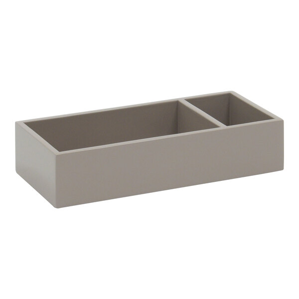 A grey rectangular stone organizer with two compartments.