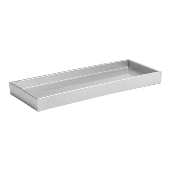 A white rectangular steel and resin amenity tray.