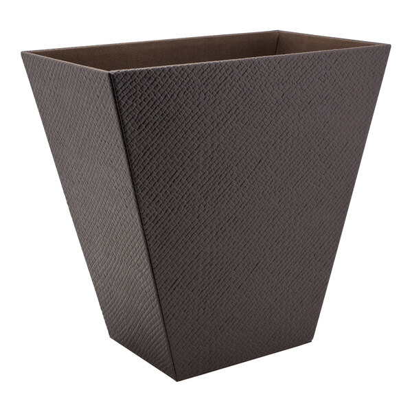 A black rectangular Room360 Java faux pandan wastebasket with a textured surface.