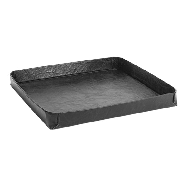 A black square Room360 Austin faux leather tray with a handle.