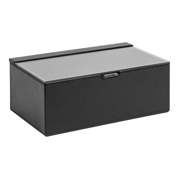 Room360 London 9 1/2 Black Faux Leather Storage Box with Clear Top  RAH011BKL20 - 2/Pack