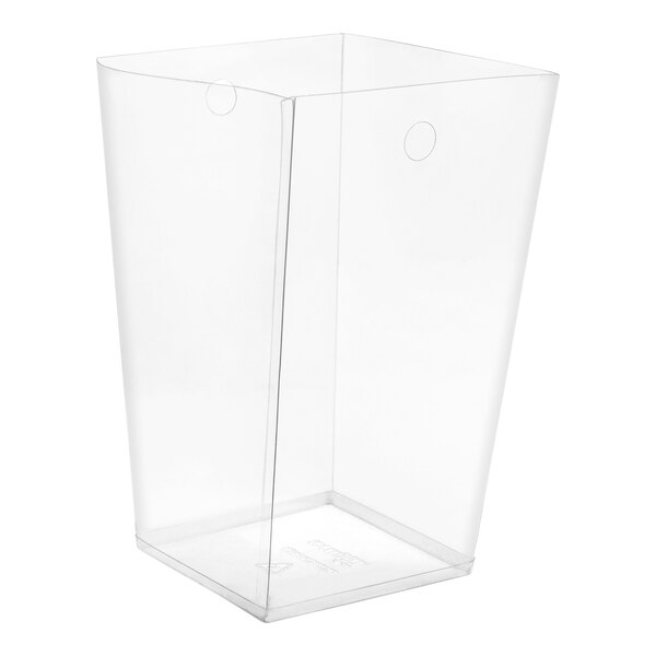A clear plastic Room360 wastebasket liner.