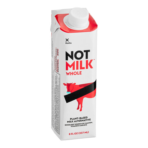 A white carton of Notco NotMilk Whole Milk with black and red text.