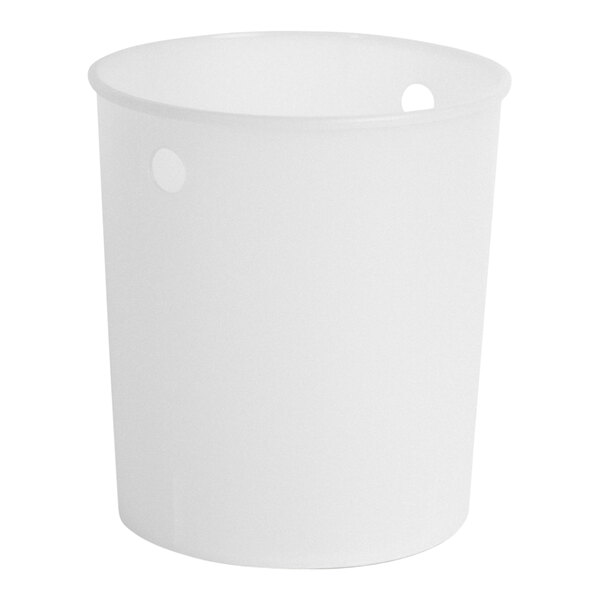 A white polypropylene cylinder with holes in it.