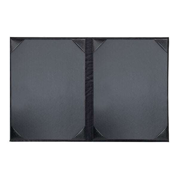 A black rectangular H. Risch, Inc. menu cover with black corners and panels.