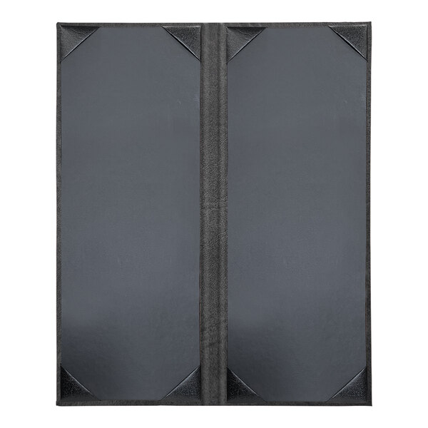 A customizable charcoal grey menu cover with black corners and border.