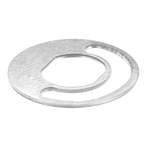 A Frymaster round metal strain relief adapter washer.