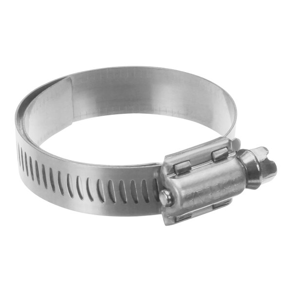 A stainless steel Hatco hose clamp with liner.
