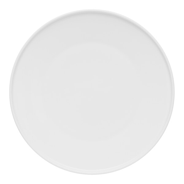 A white porcelain plate with a plain edge.