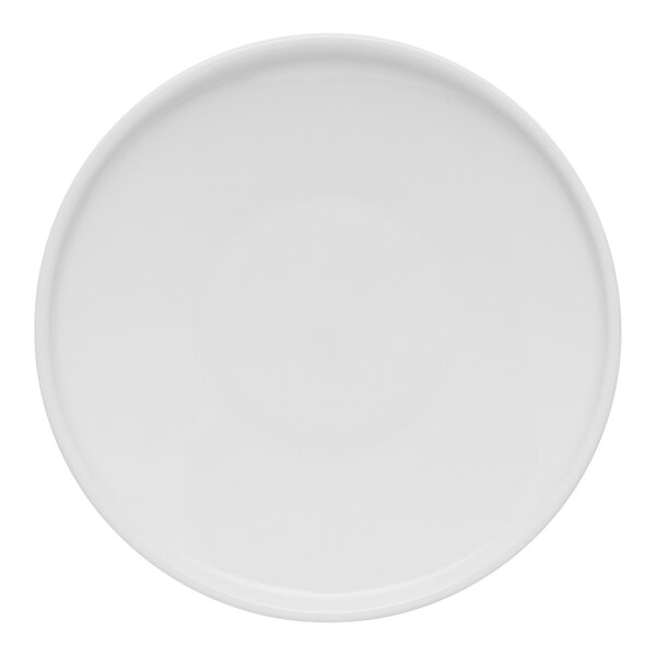 A white Libbey porcelain plate with a white rim.