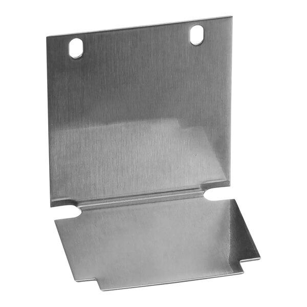 A metal plate with holes, a Hatco strip warmer end cover.